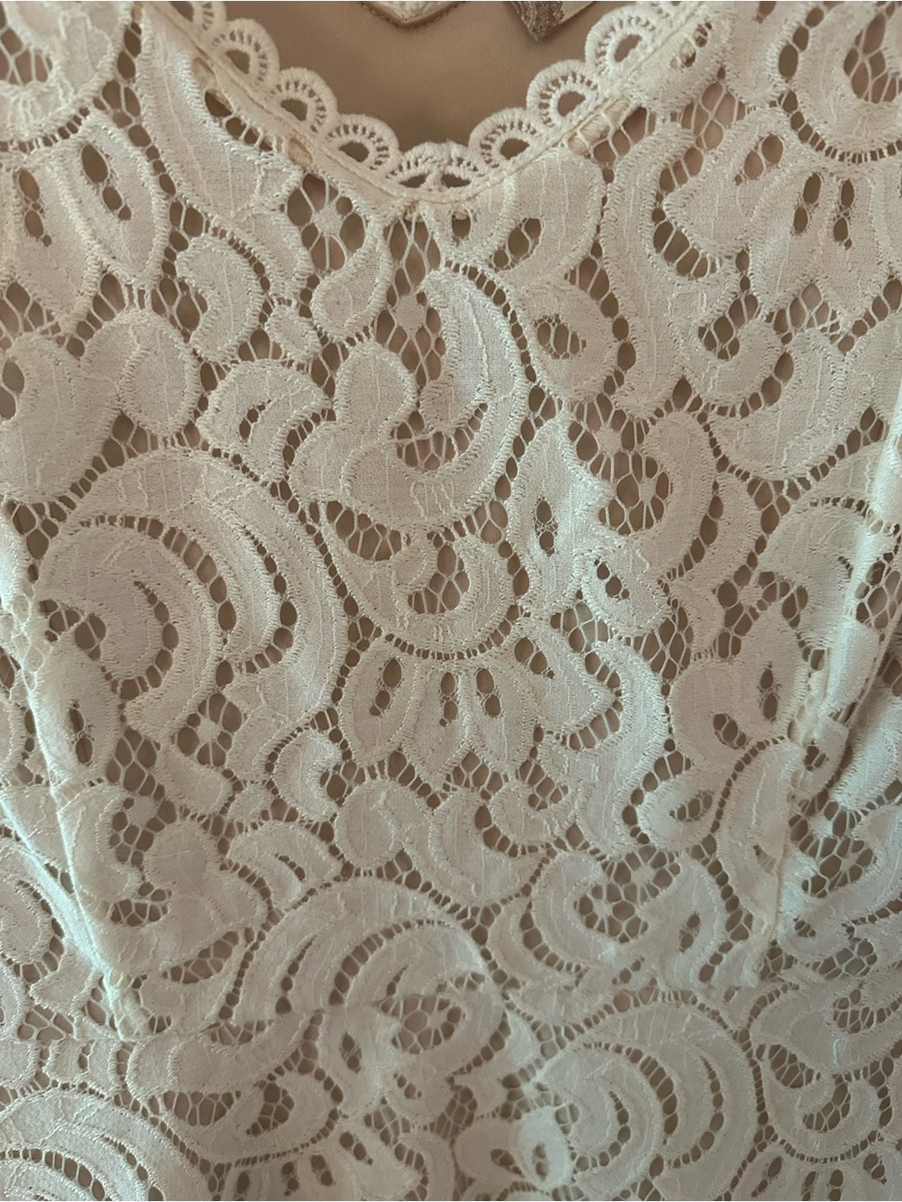 EUC Altar’d State Women’s Cream Lace V-Neck Dress Chic Preppy Size L - Picture 6 of 10